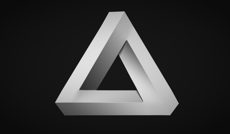 Impossible Triangle - Penrose triangle bas relief 3D Print Model .c4d .max .obj .3ds .fbx .stl .blend 