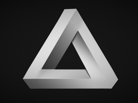 Impossible Triangle - Penrose triangle bas relief 3D 打印模型