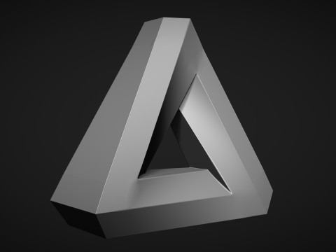 Impossible Triangle - Penrose triangle bas relief 3D Print Model