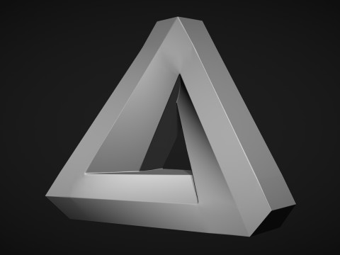 Impossible Triangle - Penrose triangle bas relief 3D Print Model