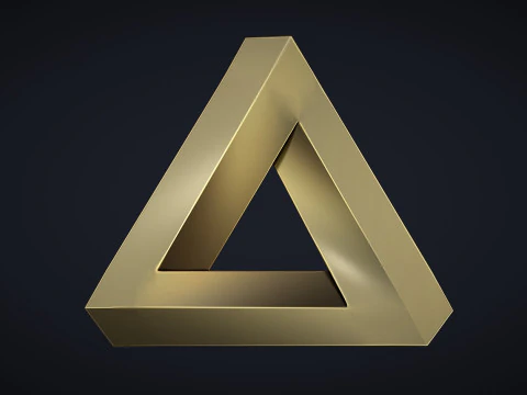 Impossible Triangle - Penrose triangle bas relief 3D Print Model