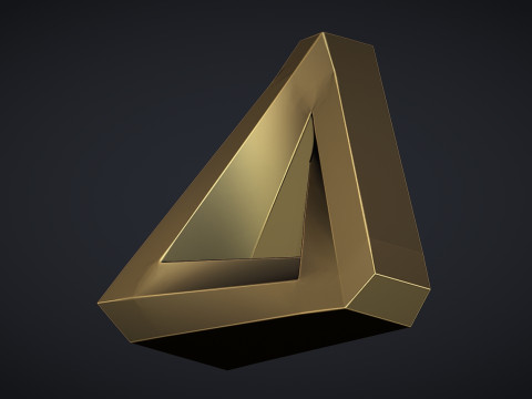 Impossible Triangle - Penrose triangle bas relief 3D Print Model