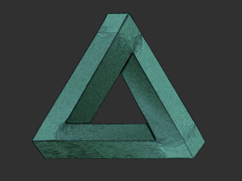 Impossible Triangle - Penrose triangle bas relief 3D Print Model