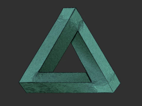 Impossible Triangle - Penrose triangle bas relief 3D Print Model