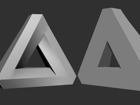 Impossible Triangle - Penrose triangle bas relief 3D Print Model