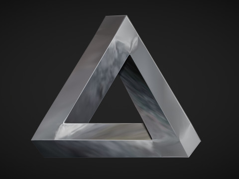 Impossible Triangle - Penrose triangle bas relief 3D Print Model