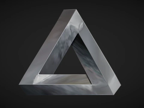 Impossible Triangle - Penrose triangle bas relief 3D Print Model