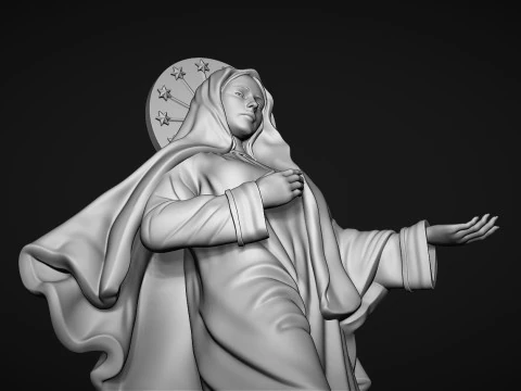 Est&aacute;tua da Virgem Maria Modelo de Impressão 3D