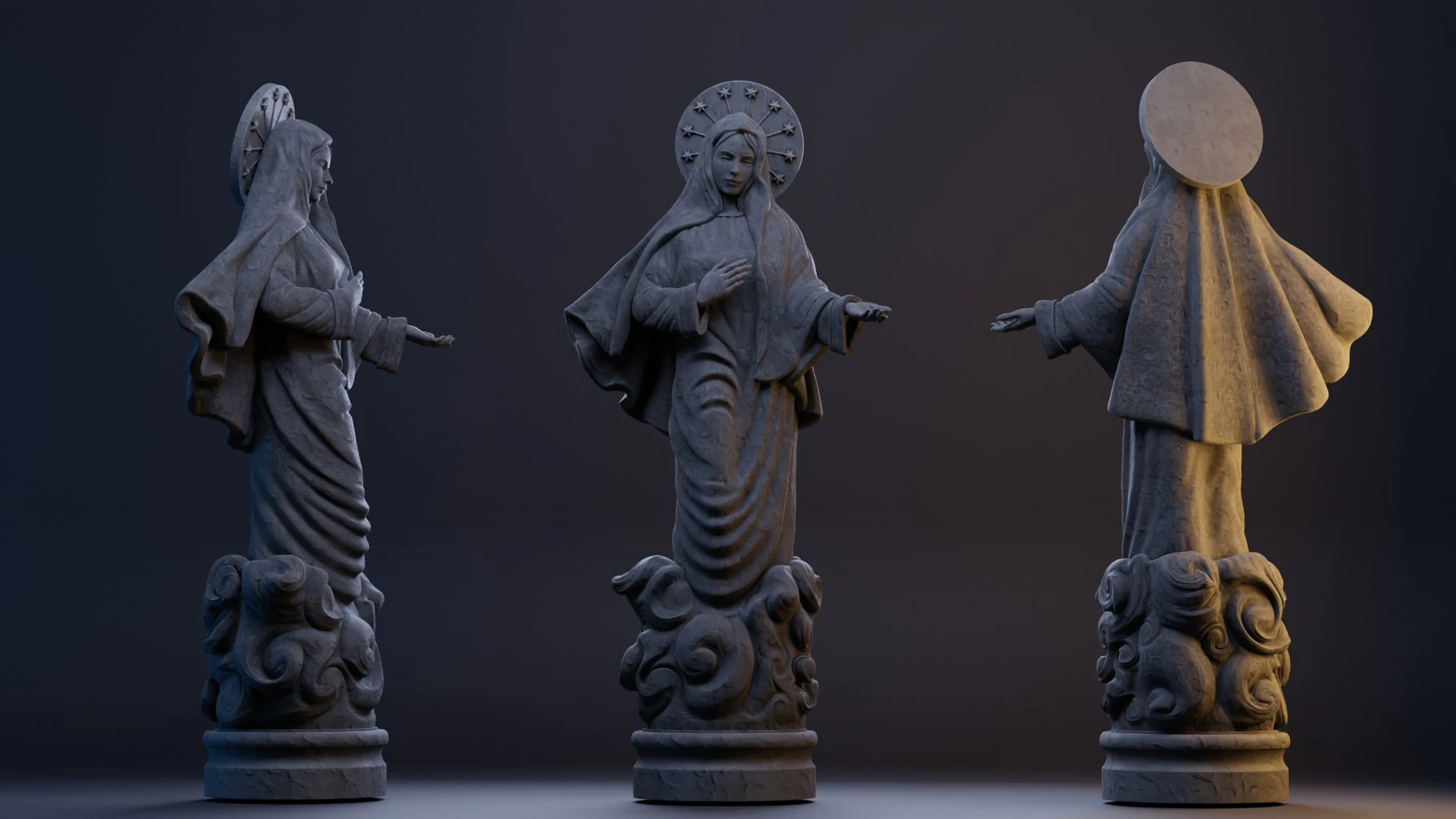 Est&aacute;tua da Virgem Maria Modelo de Impressão 3D .c4d .max .obj .3ds .fbx .stl .blend 