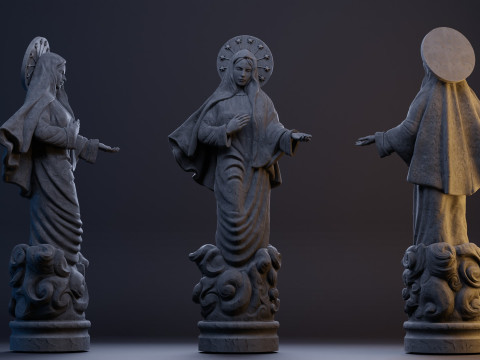 Virgin Mary Statue 3D Print Model