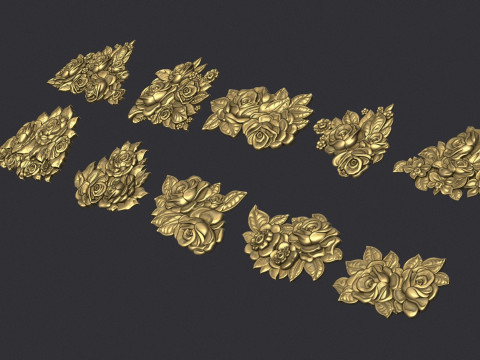 Bouquet of roses bas relief set Modelo de Impressão 3D