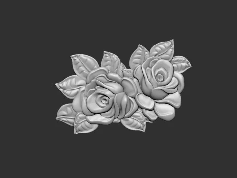 Bouquet of roses bas relief set 3D Print Model