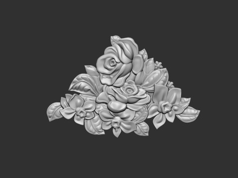 Bouquet of roses bas relief set Modelo de Impressão 3D
