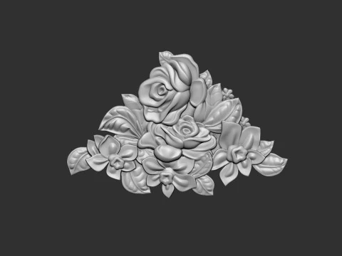 Bouquet of roses bas relief set 3D Print Model