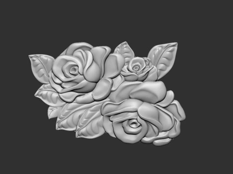 Bouquet of roses bas relief set 3D Print Model