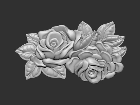 Bouquet of roses bas relief set 3D Print Model