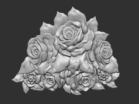 Bouquet of roses bas relief set 3D Print Model