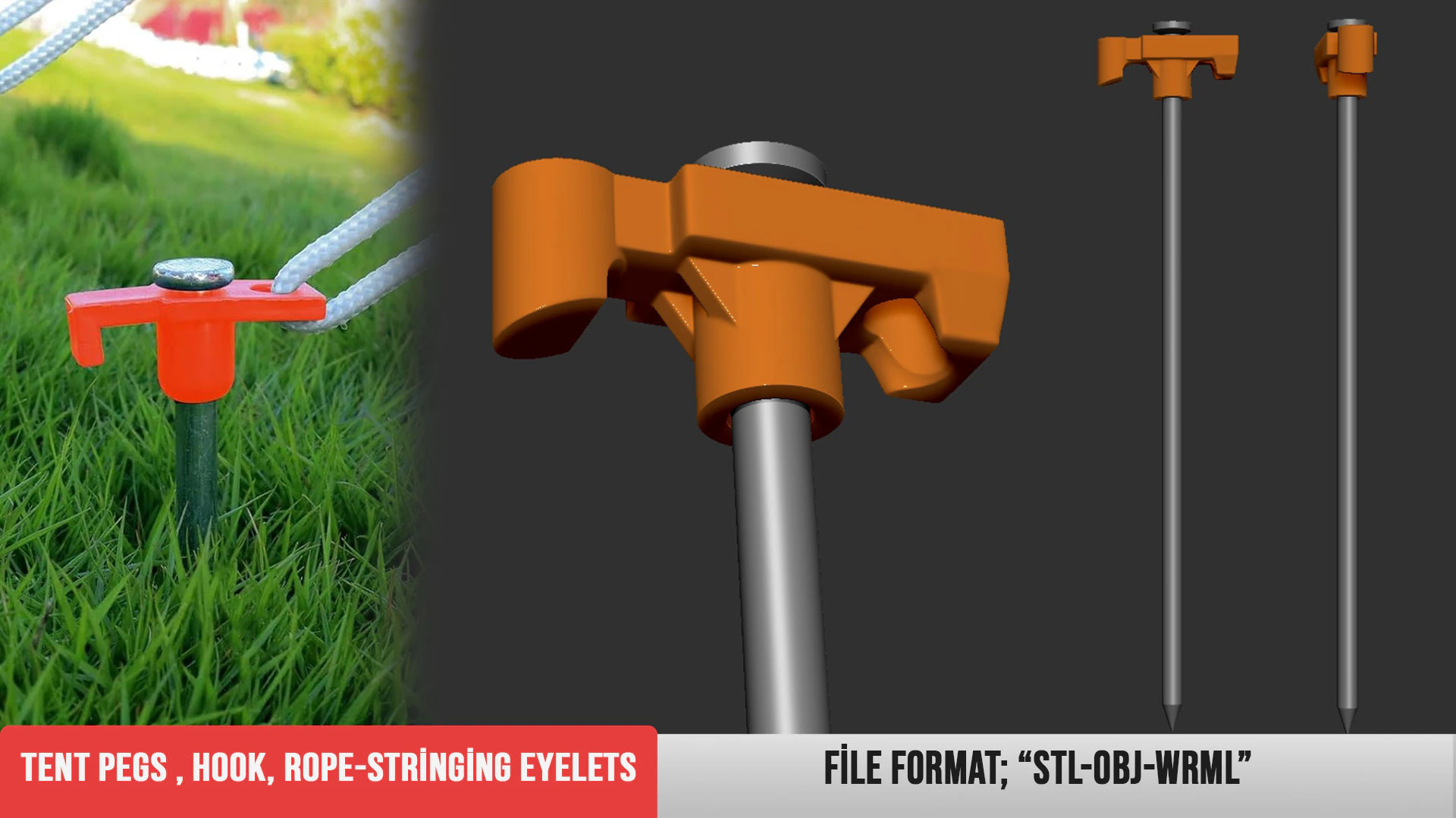 Tent pegs hook rope stringing eyelets 3D Print Model .c4d .max .obj .3ds .fbx .stl .blend 