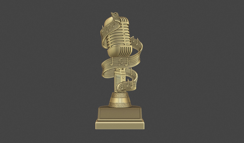 Microphone Award Trophy 3D Print Model .c4d .max .obj .3ds .fbx .stl .blend 
