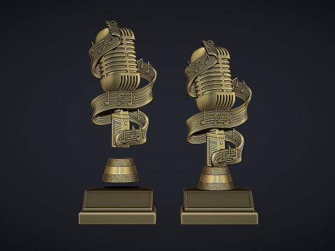 Microphone Award Trophy 3D Print Model
