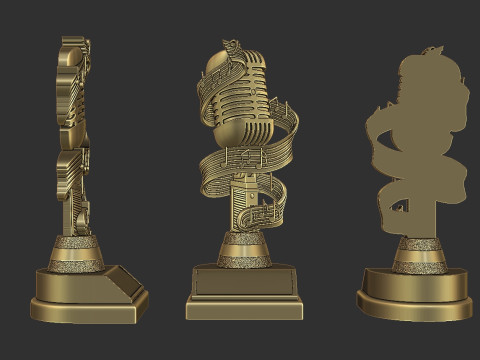 Microphone Award Trophy 3D Print Model