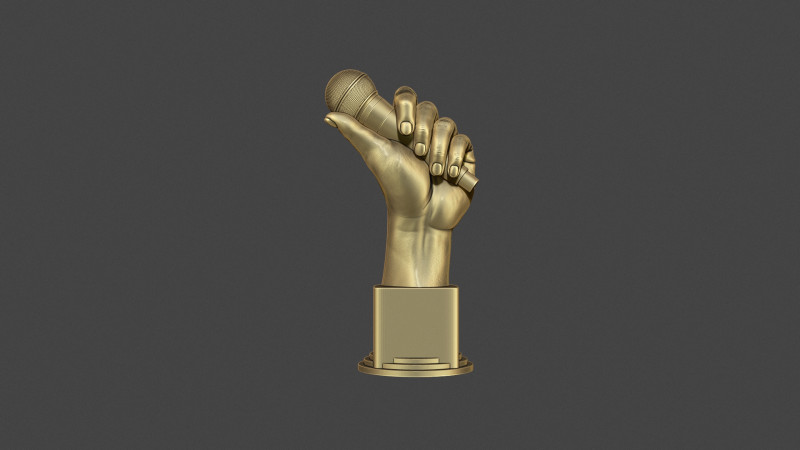 Microphone Trophy 3D Принт Модель .c4d .max .obj .3ds .fbx .stl .blend 