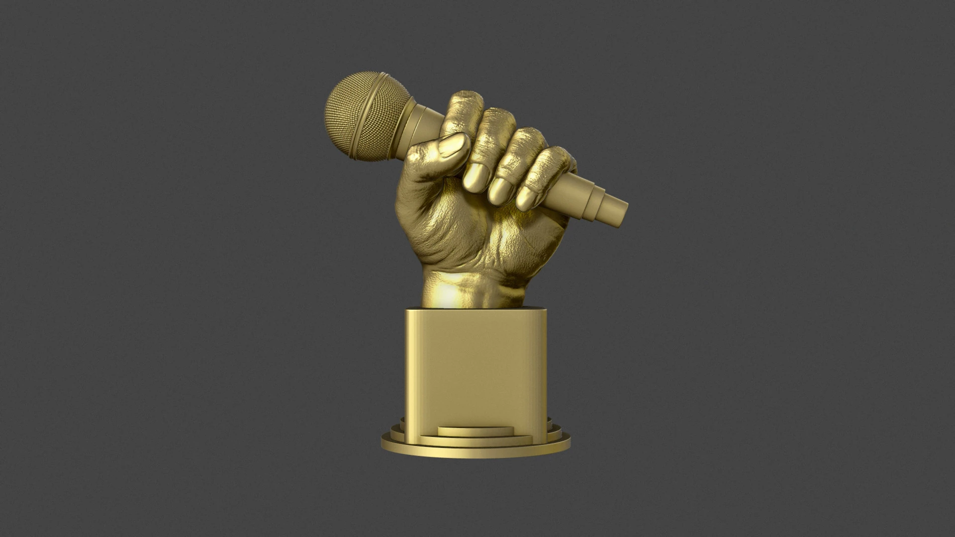 Microphone Trophy 3D Print Model .c4d .max .obj .3ds .fbx .stl .blend 