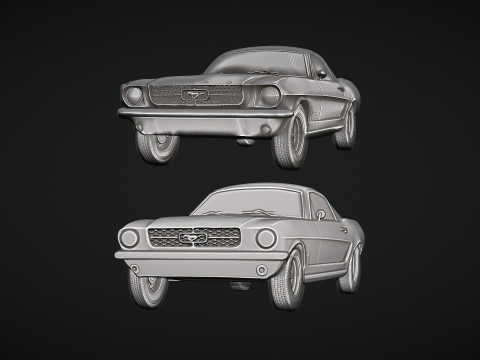 Mustang Bas Relief 3D Print Model