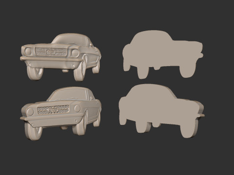 Mustang Bas Relief Modelo de Impressão 3D