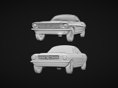 Mustang Bas Relief Modelo de Impressão 3D