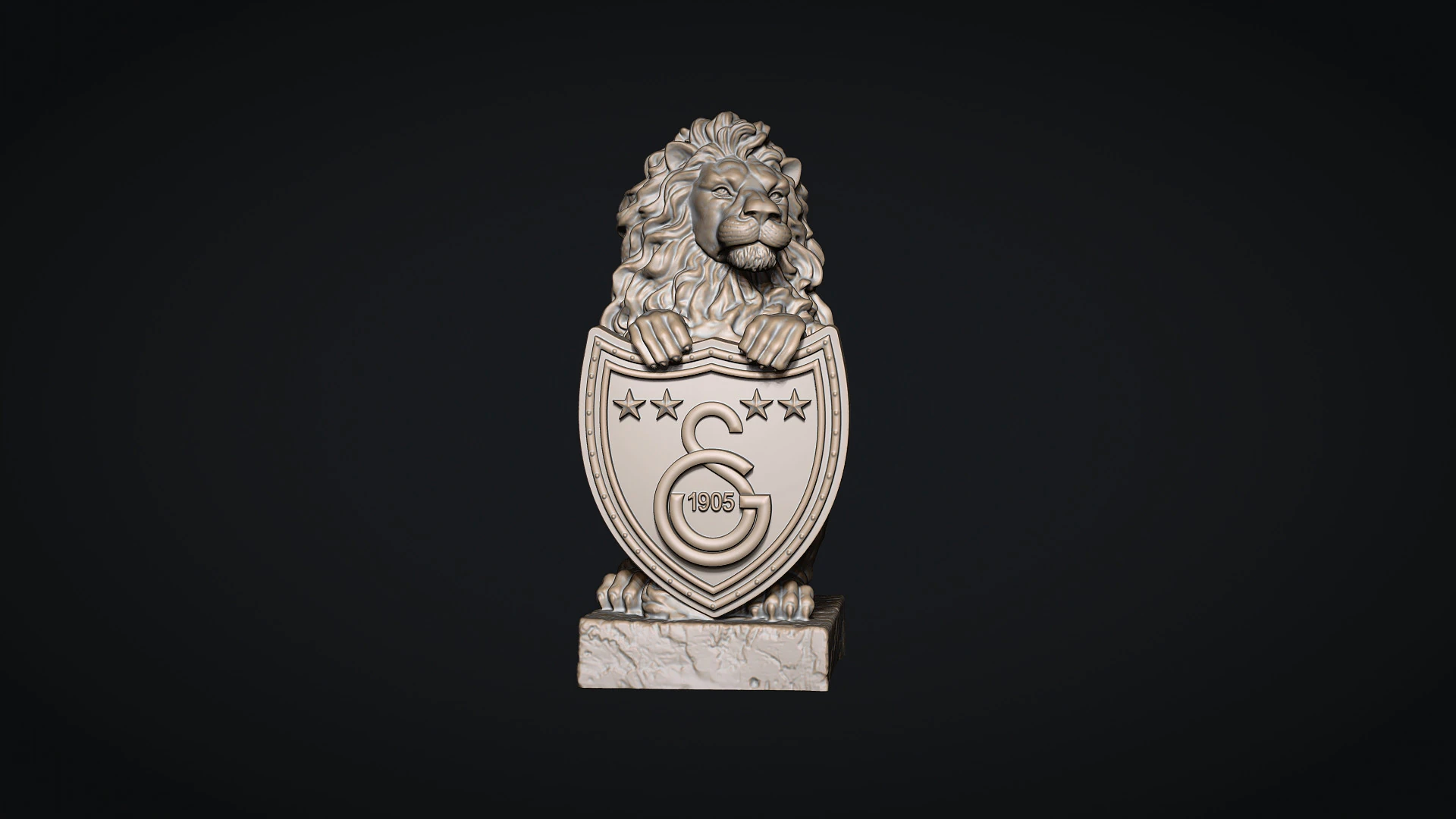 Galatasaray Lion Statue 3D Print Model .c4d .max .obj .3ds .fbx .stl .blend