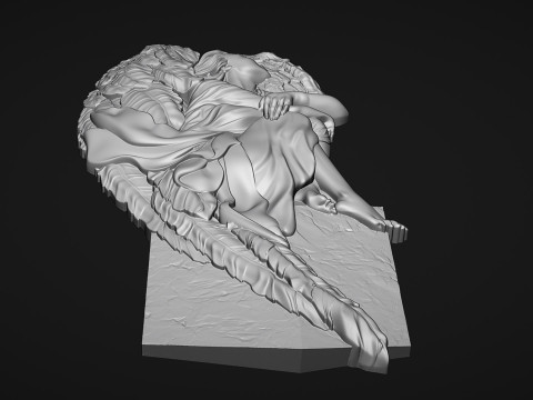 Angel Monuments Bas Relief Model Cetak 3D