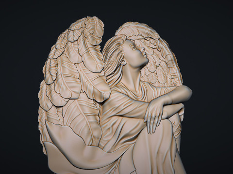 Angel Monuments Bas Relief Model Cetak 3D
