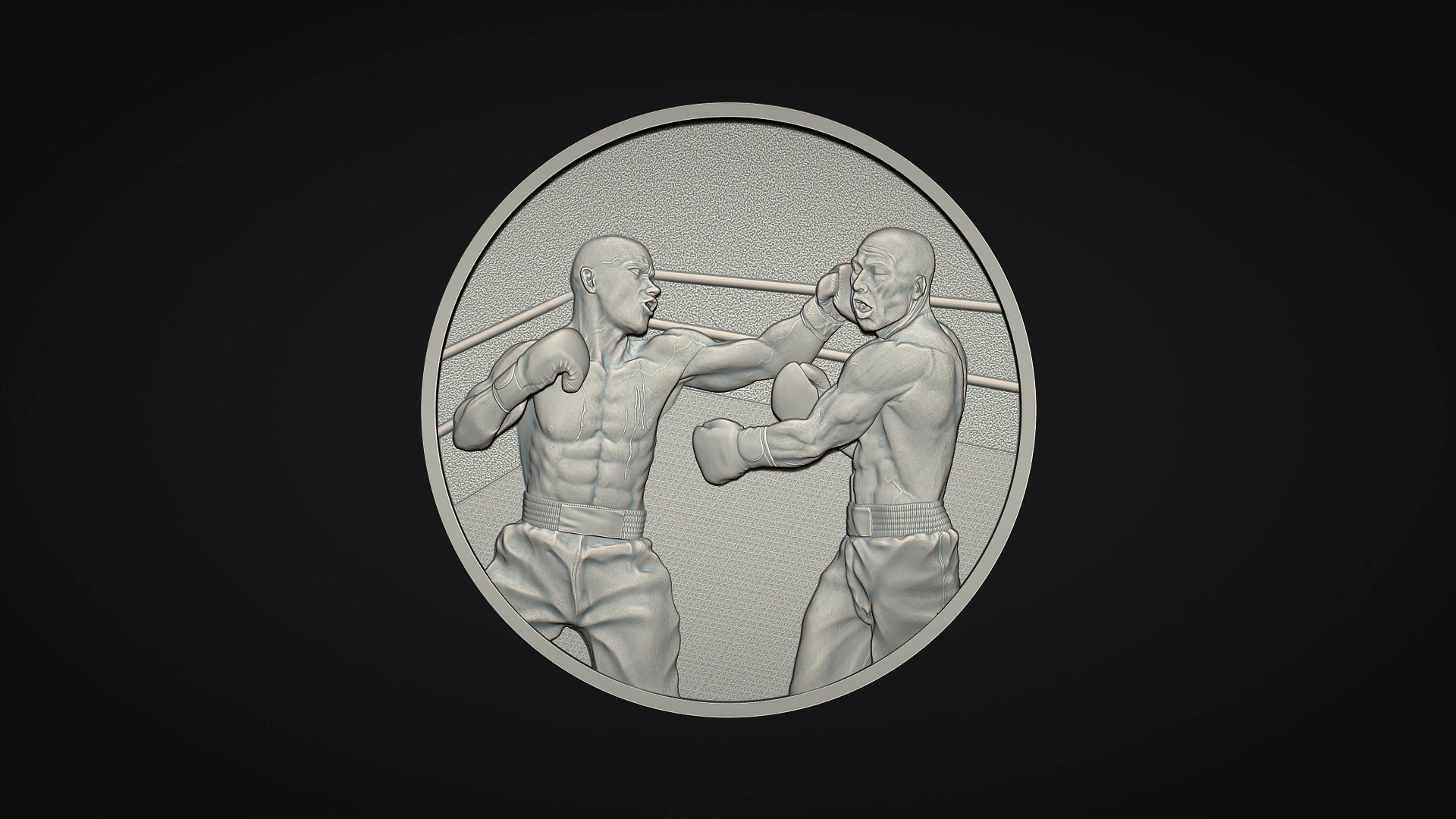 Boxing Medal 3D Print Model .c4d .max .obj .3ds .fbx .stl .blend 