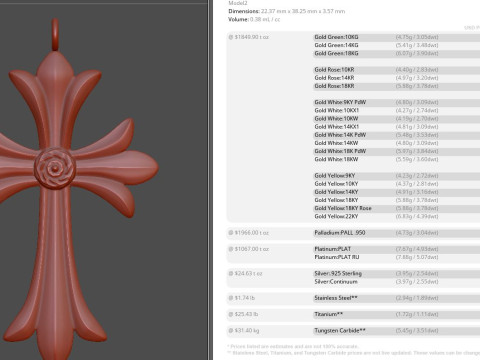 Cross Pendant 3Dプリントモデル