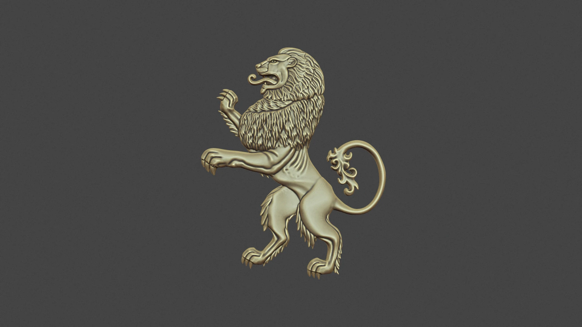 Heraldic Lion Bas Relief 3D Print Model .c4d .max .obj .3ds .fbx .stl .blend