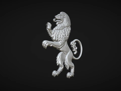 Heraldic Lion Bas Relief 3D Print Model