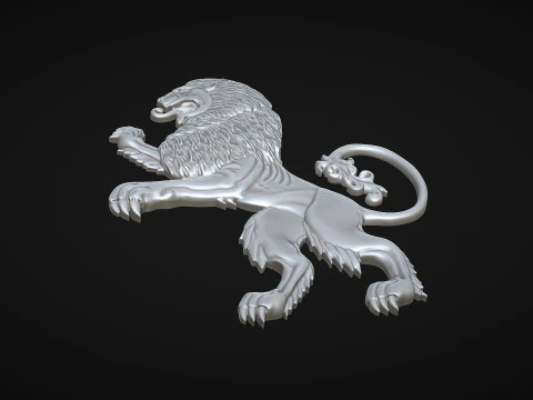 Heraldic Lion Bas Relief 3D Print Model