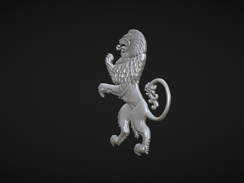 Heraldic Lion Bas Relief 3Dプリントモデル