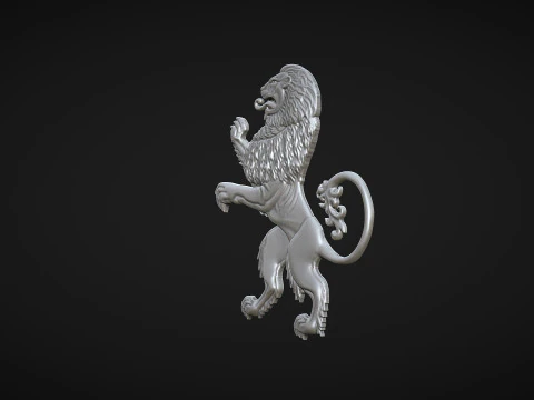 Heraldic Lion Bas Relief 3D Print Model