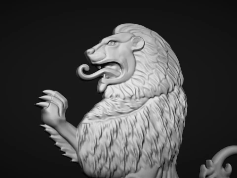 Heraldic Lion Bas Relief 3D Print Model