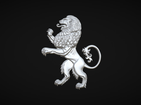 Heraldic Lion Bas Relief 3Dプリントモデル