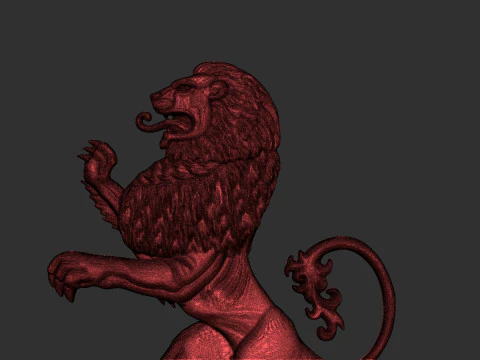 Heraldic Lion Bas Relief 3D Print Model