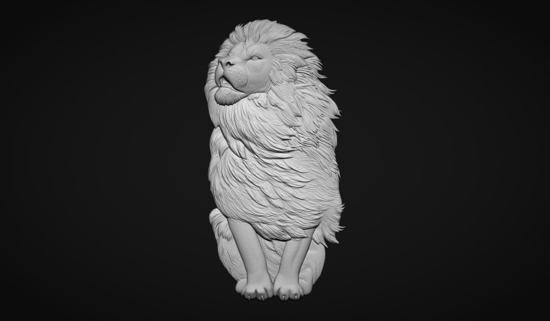 Lion Bas Relief 3D Print Model .c4d .max .obj .3ds .fbx .stl .blend