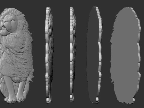 Lion Bas Relief 3D Print Model