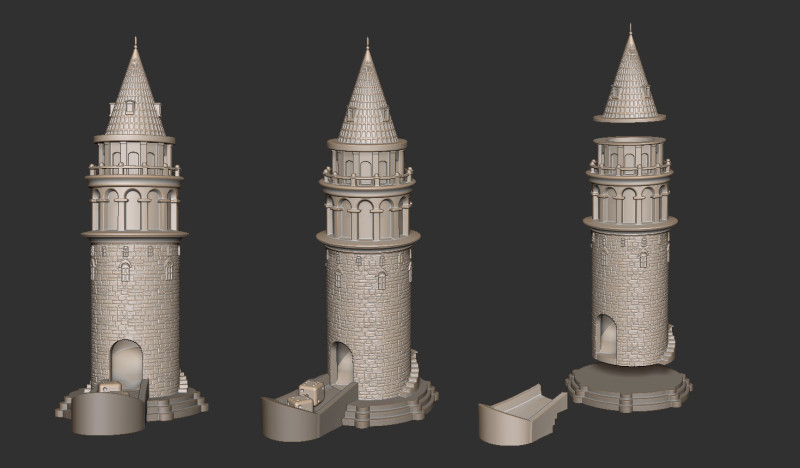 Galata Tower for Dice Game 3Dプリントモデル .c4d .max .obj .3ds .fbx .stl .blend 