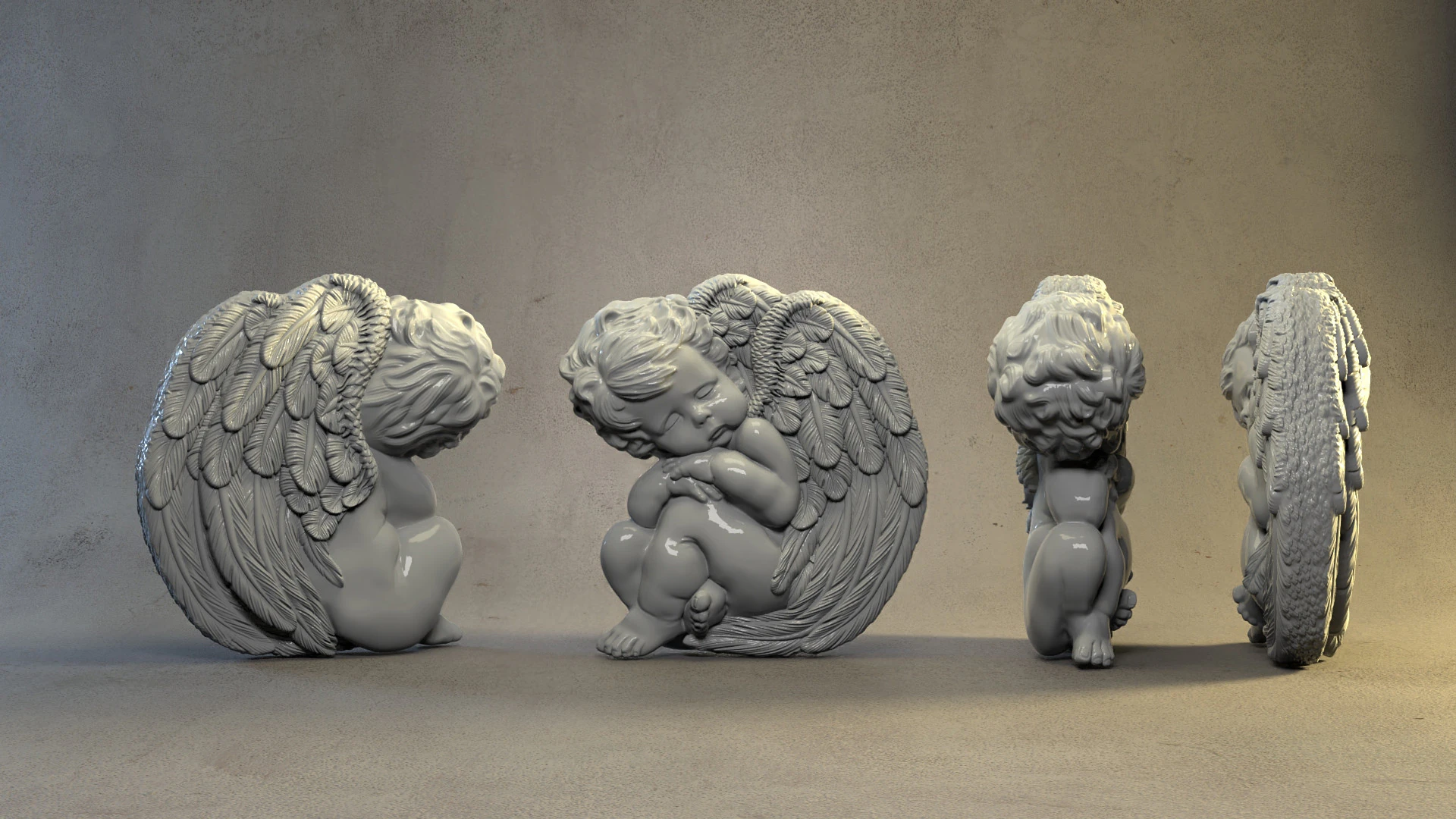 Sleeping Baby Angel 3D Print Model .c4d .max .obj .3ds .fbx .stl .blend