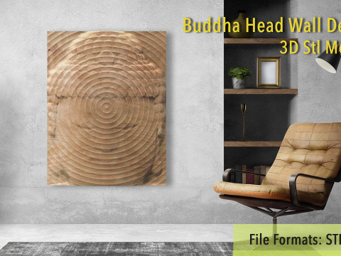 Buddha Head Wall Decor 3D Print Model
