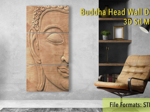 Buddha Head Wall Decor Modelo de impresión 3D
