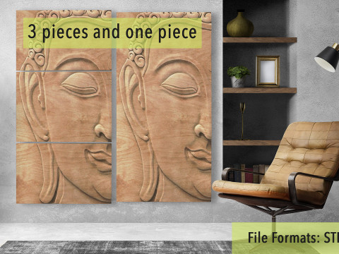Buddha Head Wall Decor Model Cetak 3D